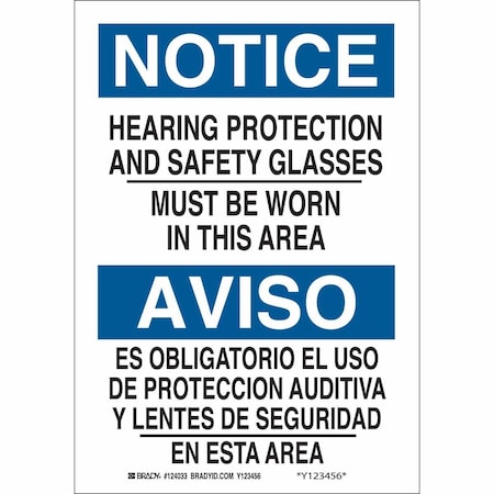 Brady Bilingual Safety Sign, Aluminum, Rectangle, English, Spanish 124031